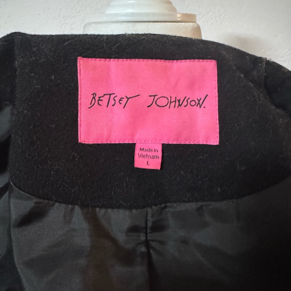 Betsey Johnson EUC Wool Leopard Coat, Size: Large - Picture 8 of 8